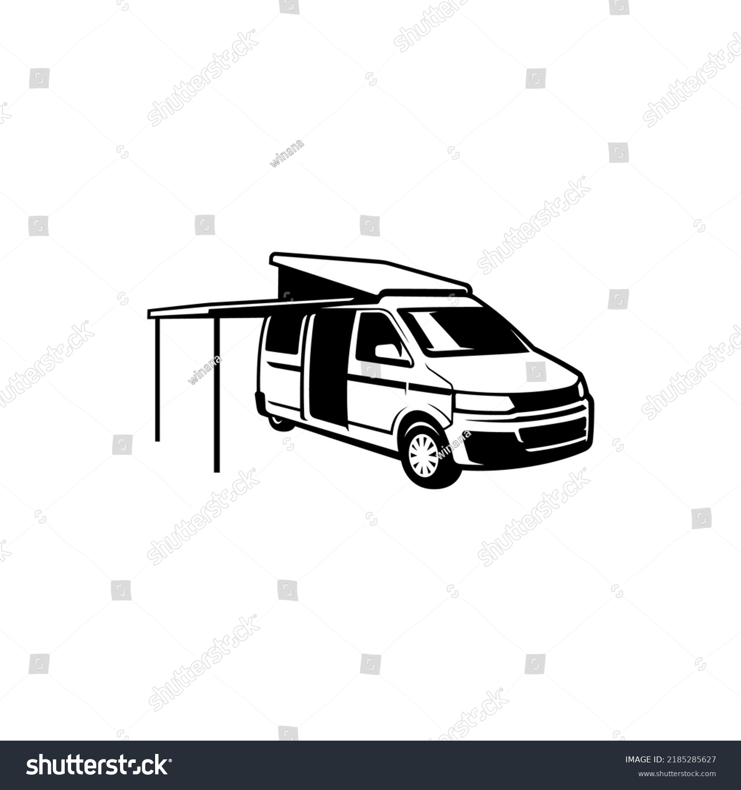 SVG of van car with pop up tent illustration vector	 svg