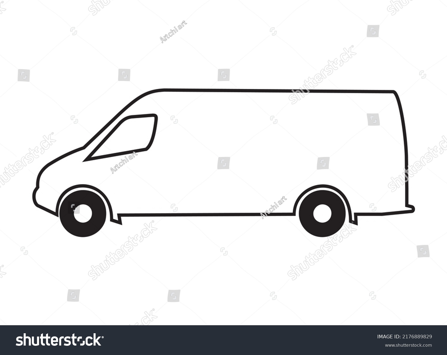 Van Simple Side Outline Drawing Illustration Stock Vector (Royalty Free ...