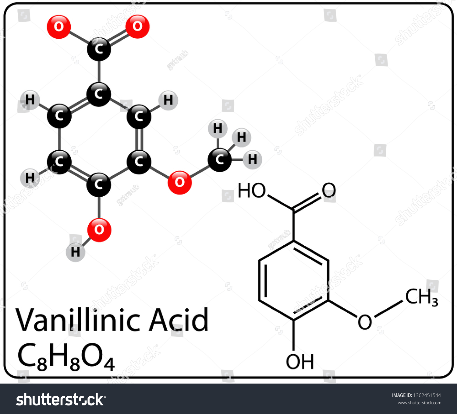 Vanillinic Acid Molecule Structure Stock Vector (Royalty Free) 1362451544