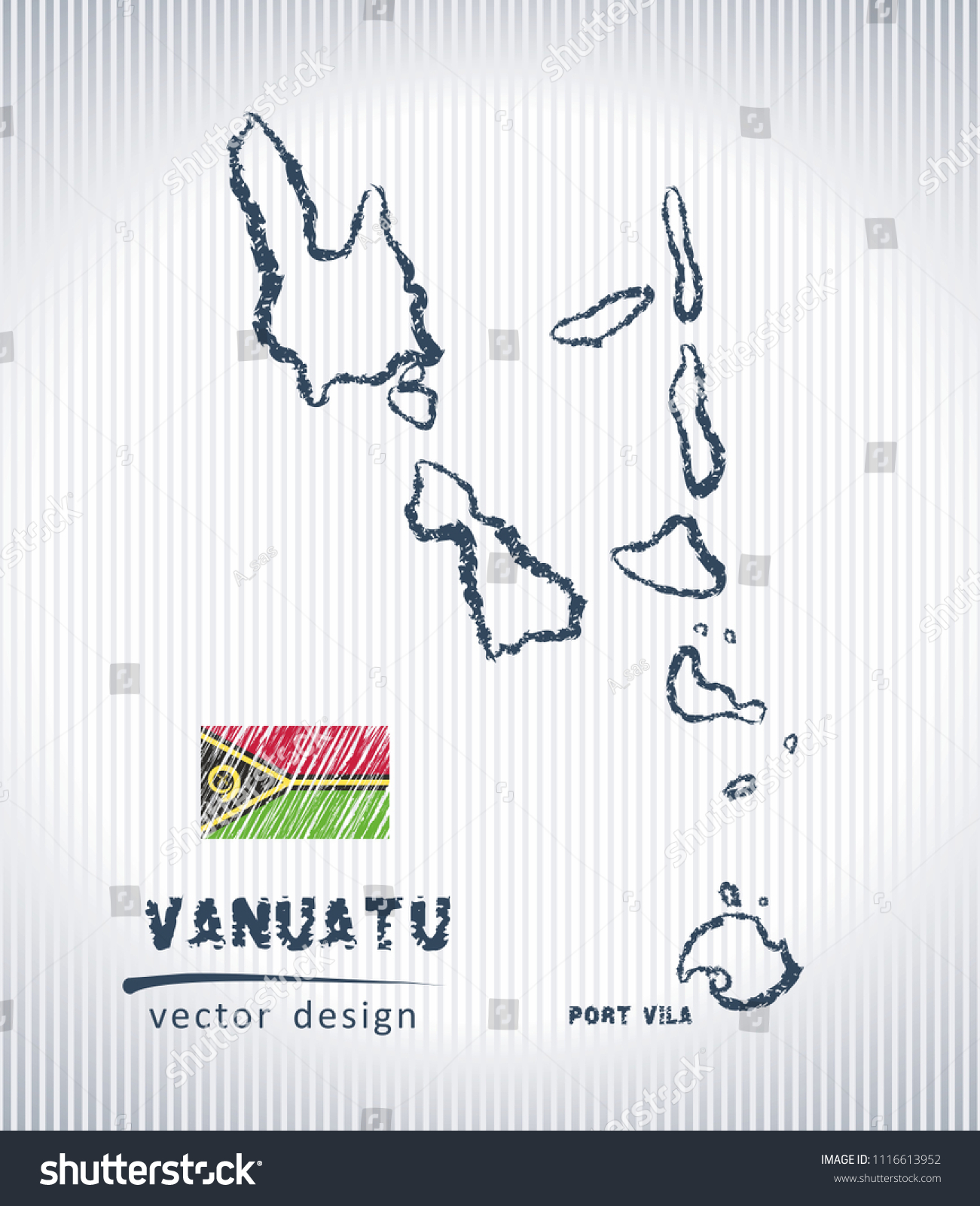 Vanuatu Vector Chalk Drawing Map Isolated Stock Vector (Royalty Free ...