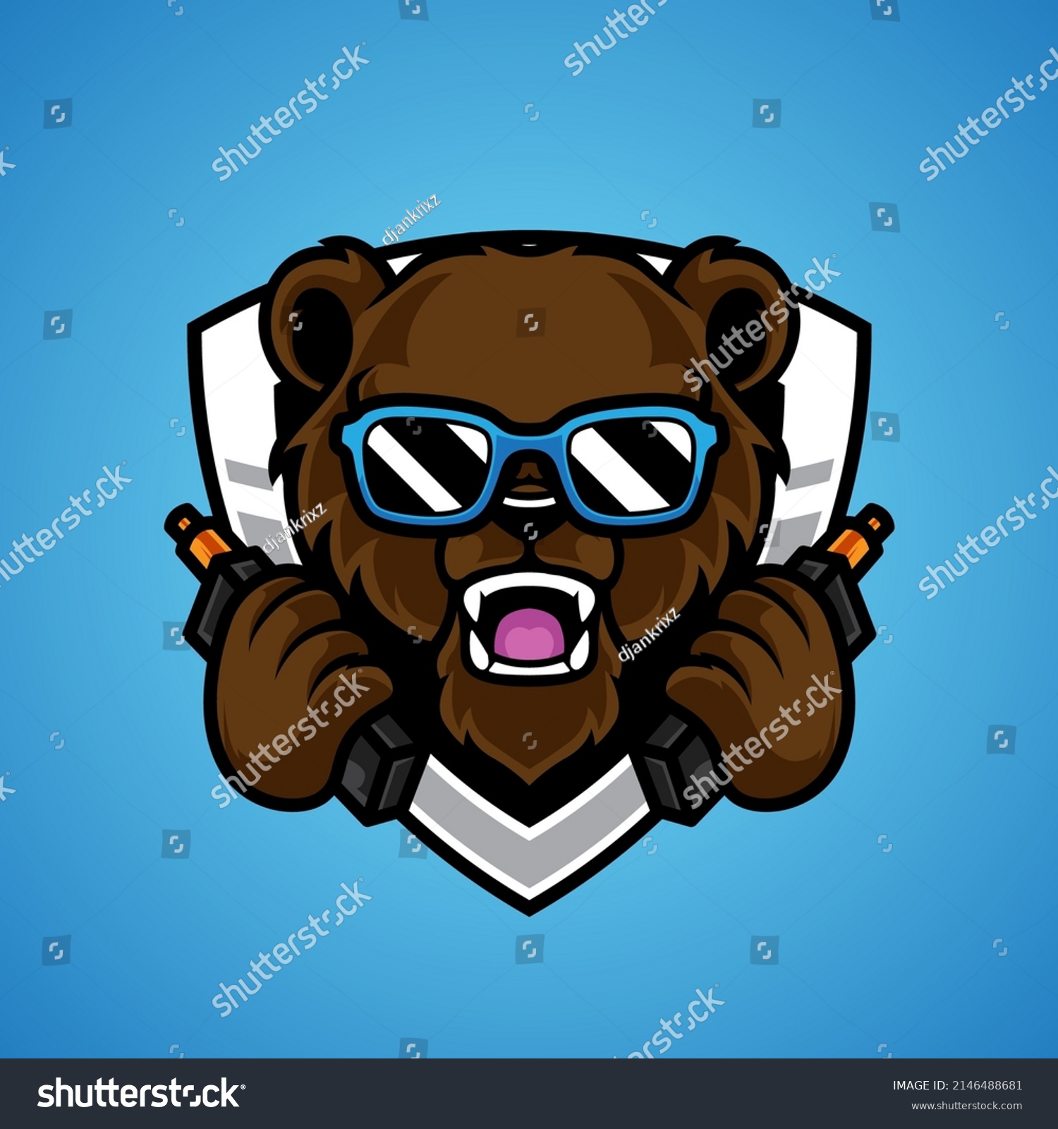 Vape Bear Sport Mascot Logo Stock Vector (Royalty Free) 2146488681 ...