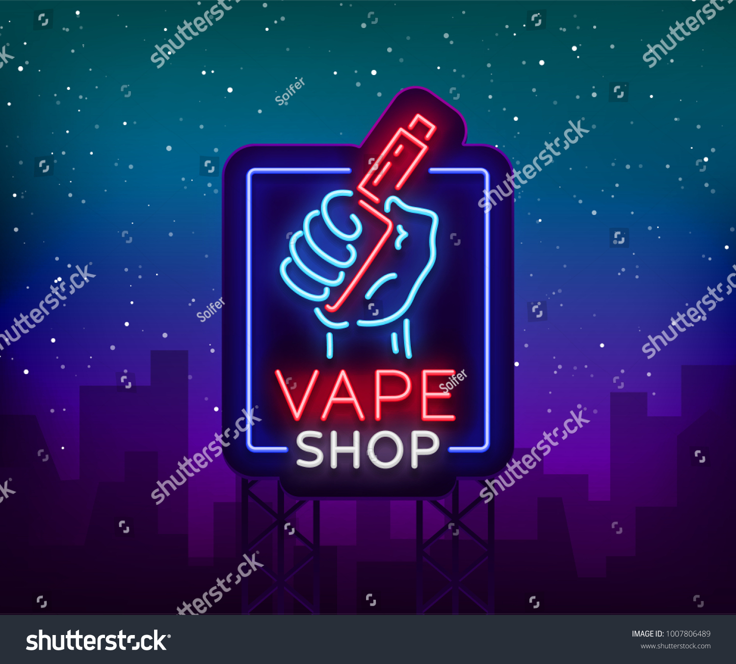 Vape Shop Neon Sign Billboard Vector Stock Vector (Royalty Free) 1007806489