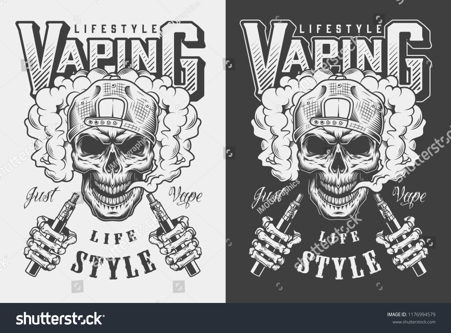 Vaping Apparel Design Skull Vector Illustration Stock Vector (Royalty ...