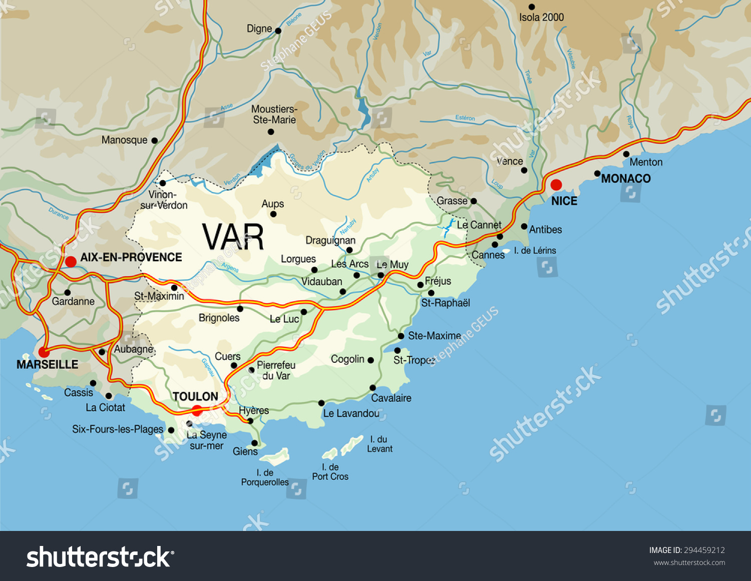 Var Map French Riviera Stock Vector 294459212 - Shutterstock
