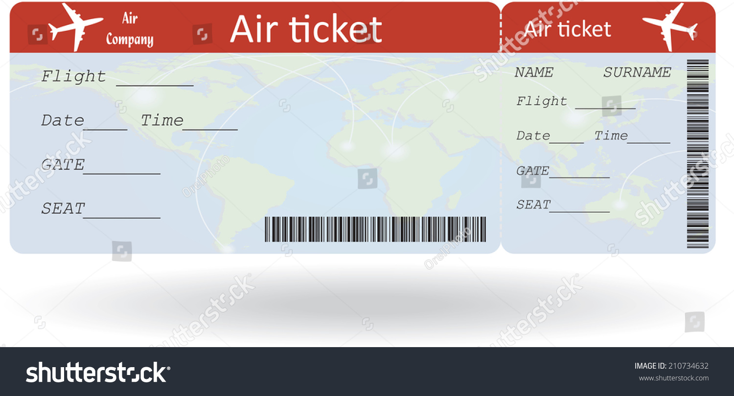 Variant Air Ticket Isolated On White Stock Vector (Royalty Free) 210734632