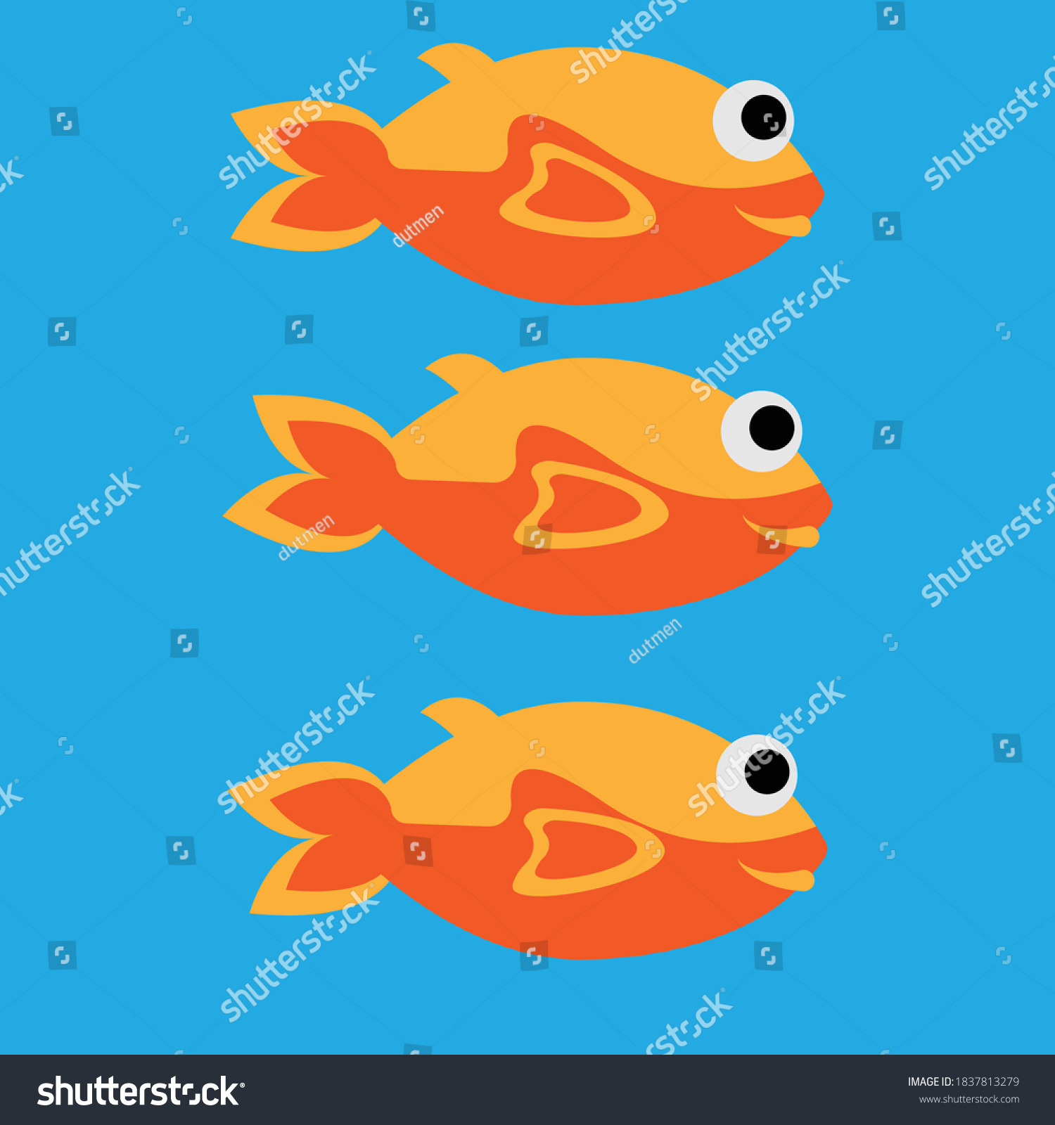 Variations Several Cartoon Positive Fish Stock Vector (Royalty Free ...