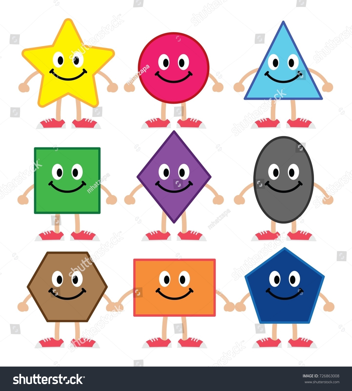 Various Cartoon Shapes Kid Isolated On Stock Vector (Royalty Free