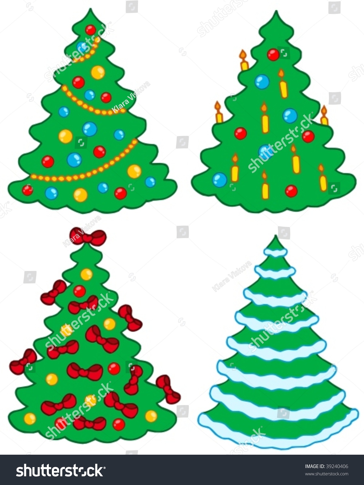 Various Christmas Trees - Vector Illustration. - 39240406 : Shutterstock