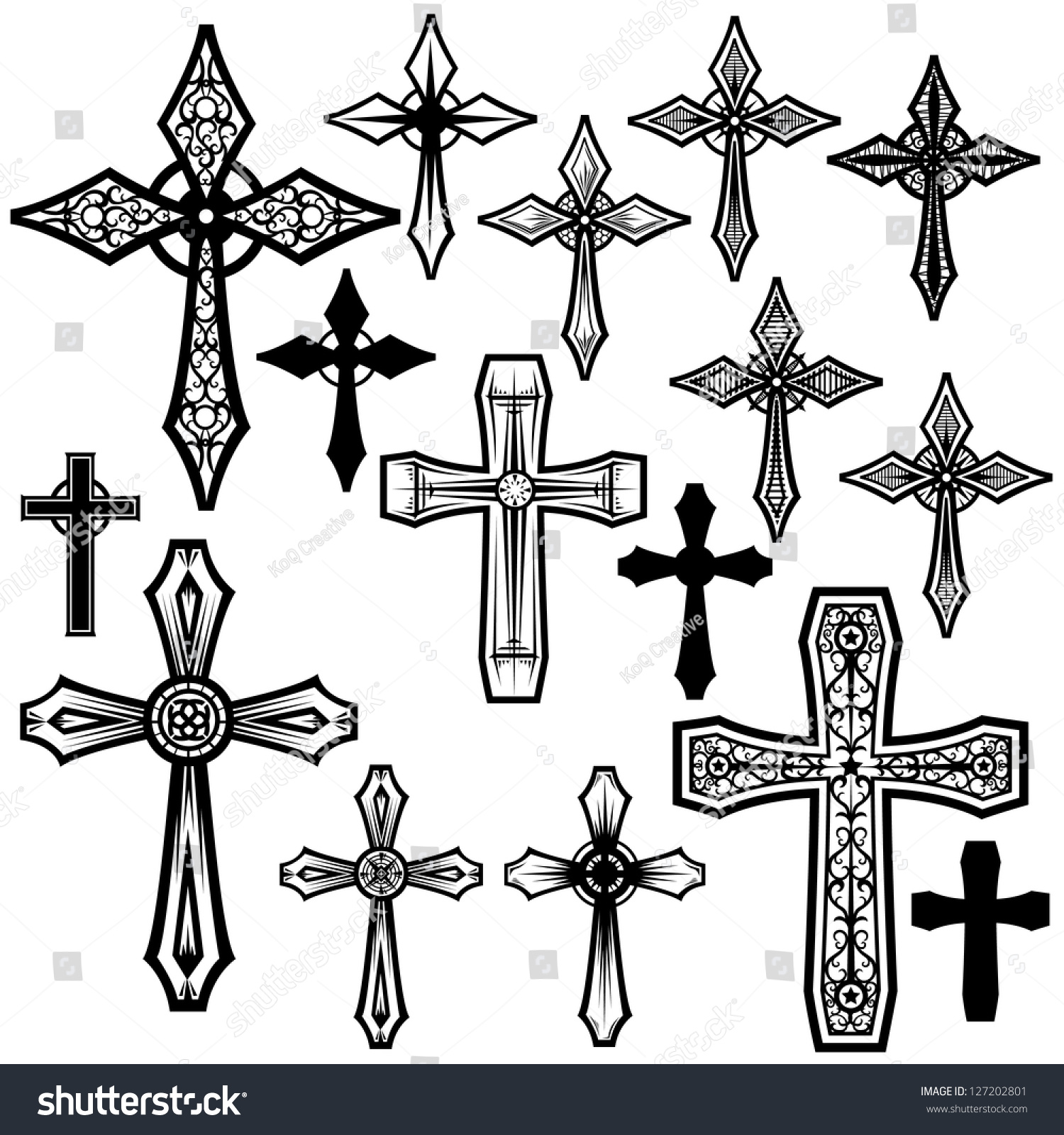 Various Cross Designs Stock Vector 127202801 Shutterstock