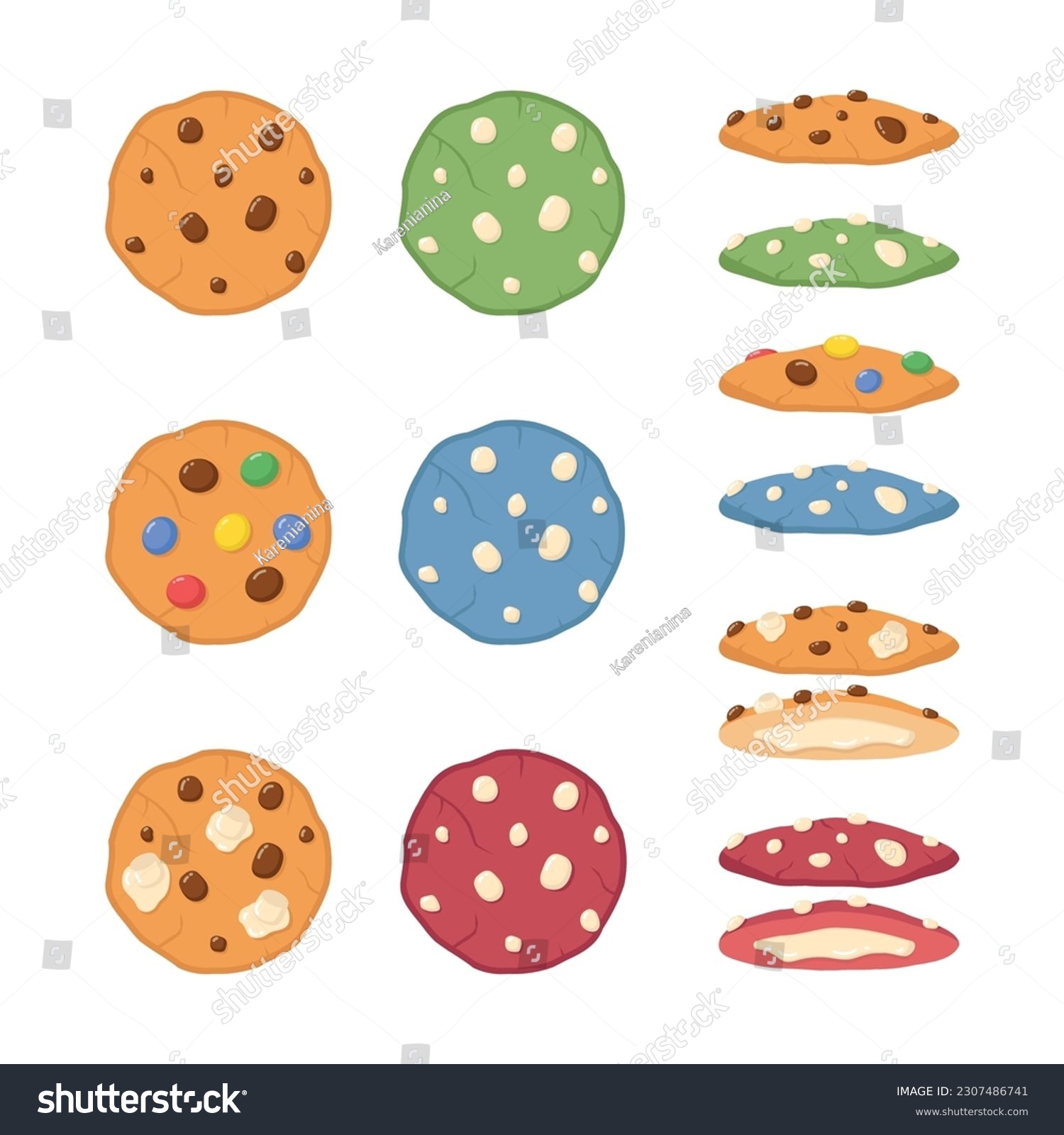 SVG of Various delicious cookies with chocochips svg