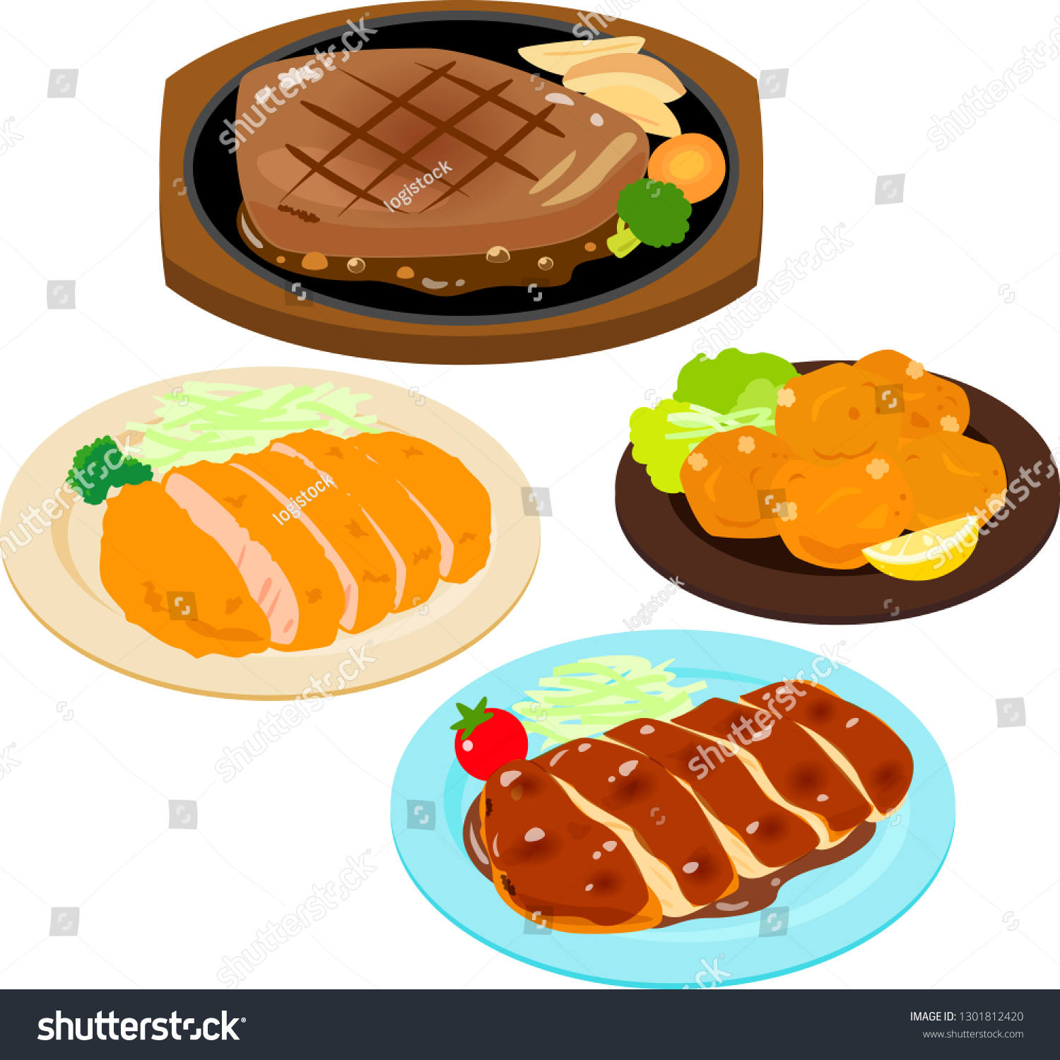 SVG of Various dishes with meat svg