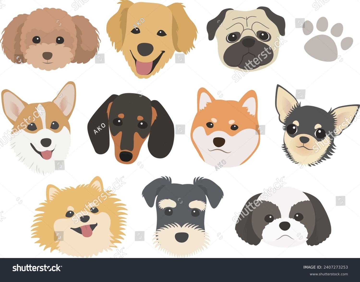 SVG of Various dog breeds face illustration set 2 svg