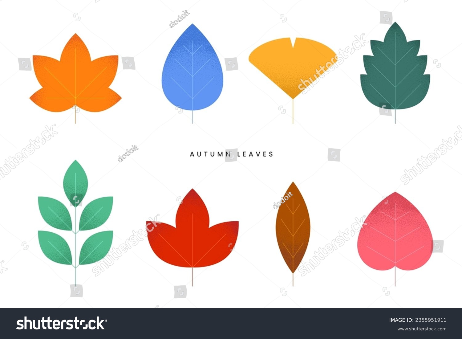 SVG of Various fallen leaves set, Colorful autumn concept. Maple tree leaf. Fall foliage decoration, Seasonal holiday thanksgiving greeting card. Trendy style design Simple flat vector isolated illustration. svg