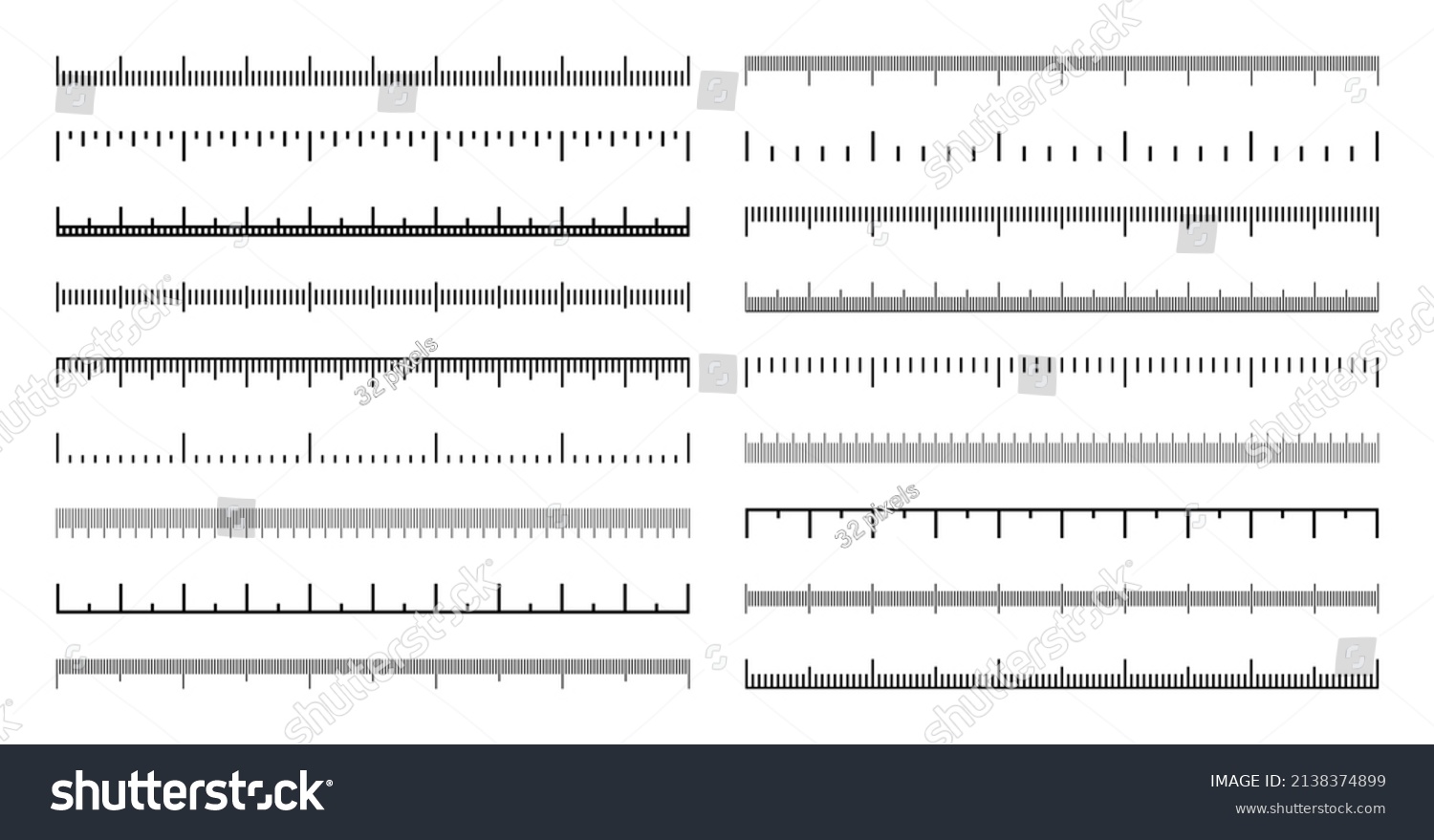 Various Measurement Scales Divisions Realistic Scale Stock Vector ...