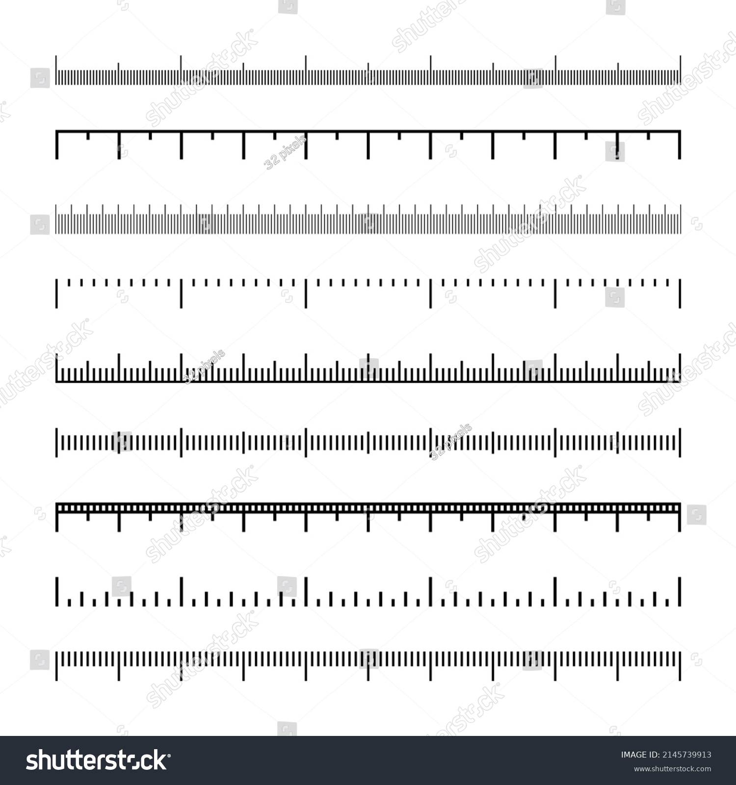 Various Measurement Scales Divisions Realistic Scale Stock Vector ...