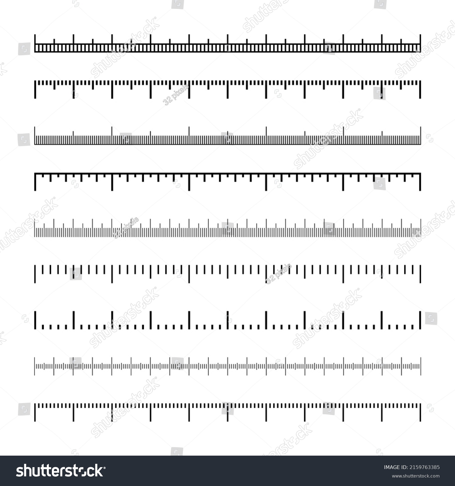 Various Measurement Scales Divisions Realistic Scale Stock Vector ...