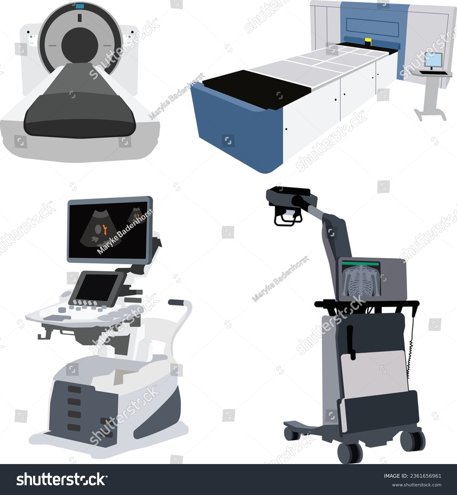 SVG of various medical equipment, Xray, cat scan svg