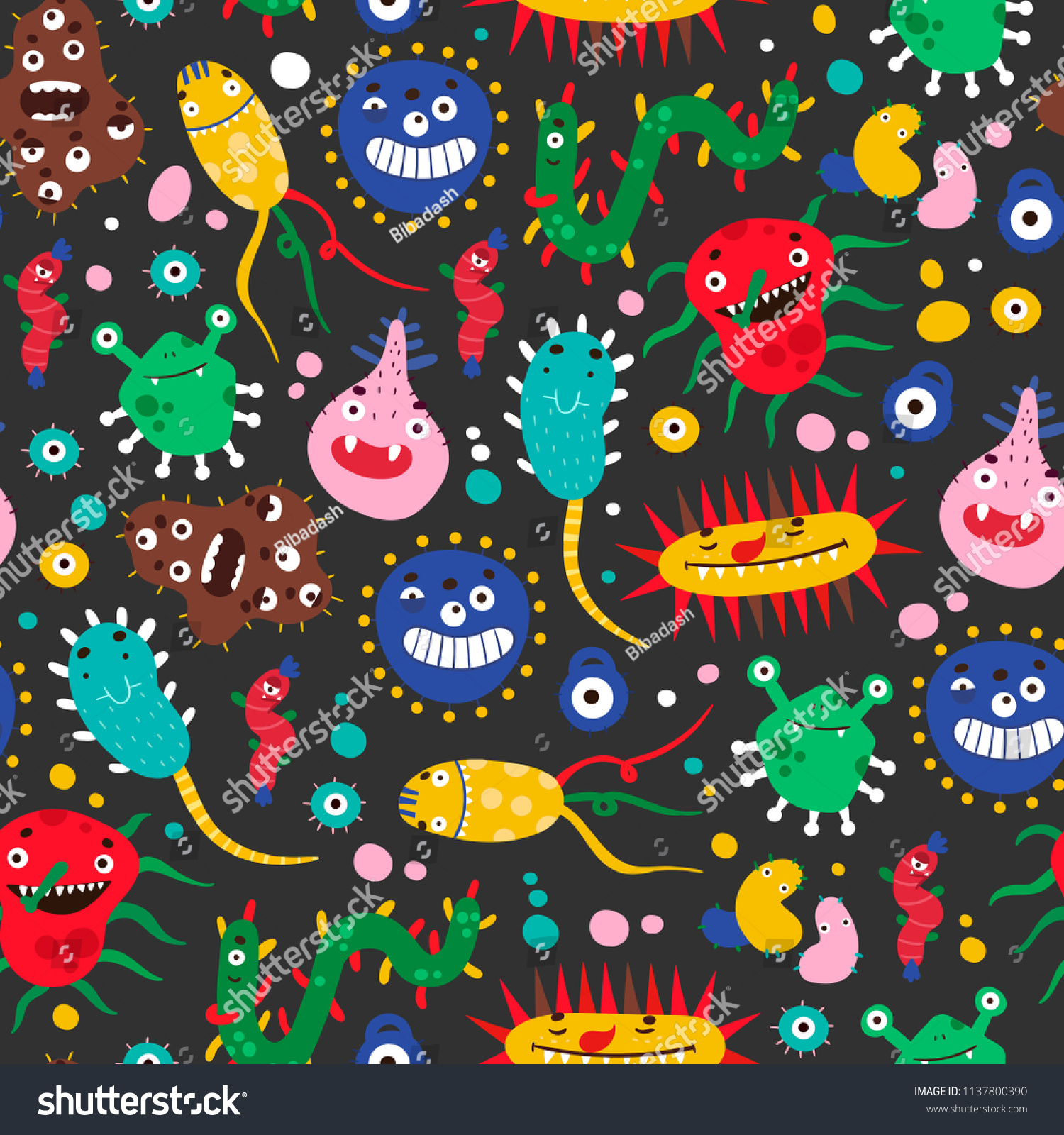 Various Micro Monsters Bacterias Hand Drawn Stock Vector (Royalty Free ...