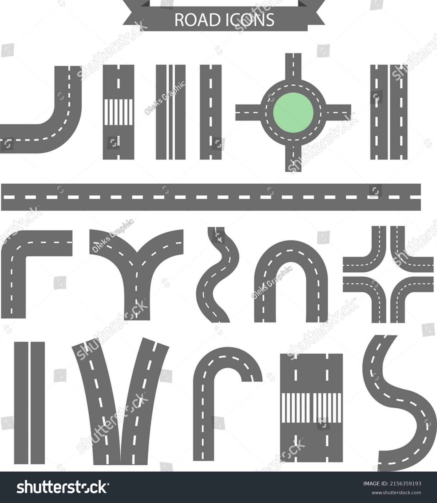 Various Shaped City Street Roads Icons Stock Vector (Royalty Free ...