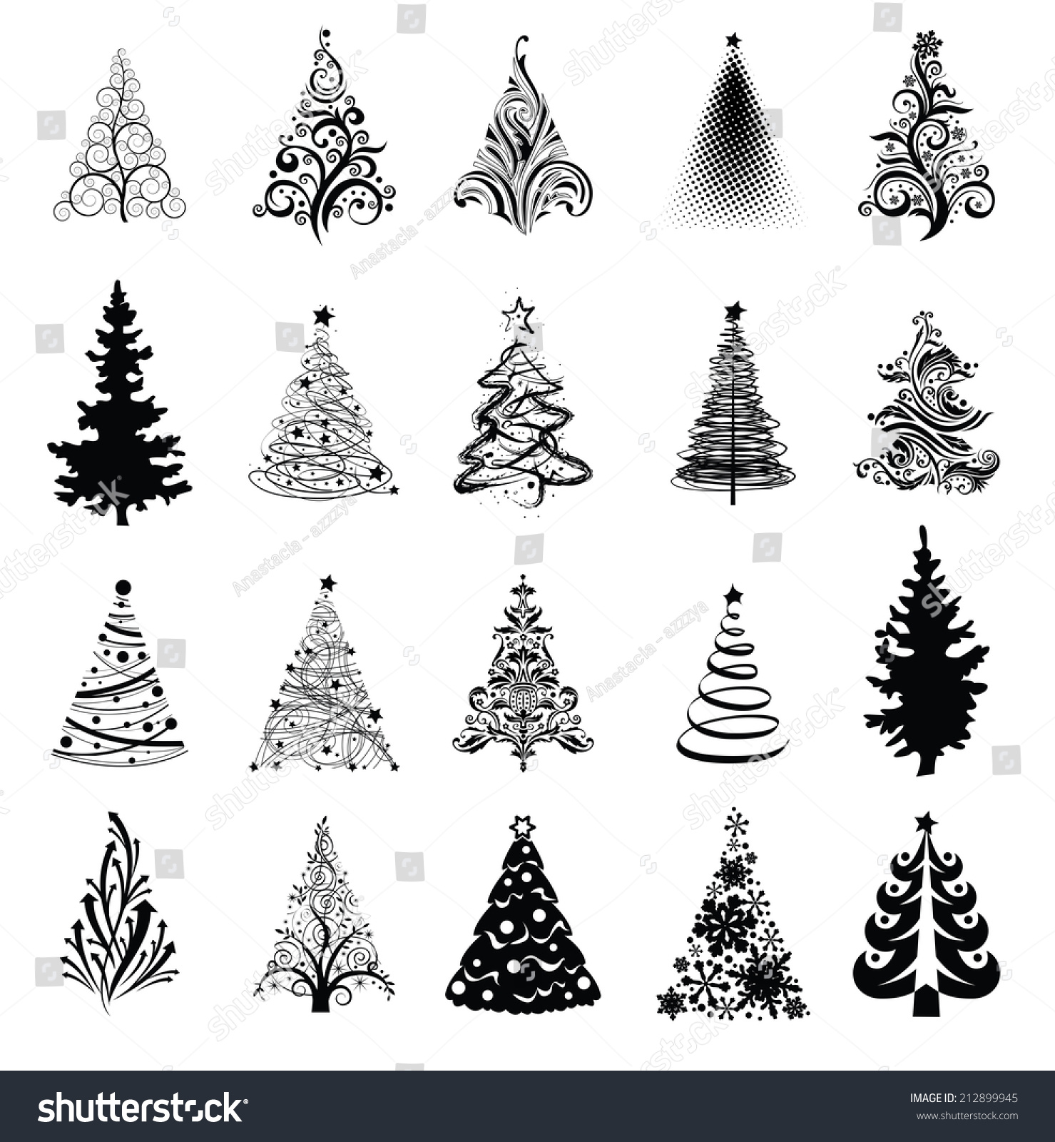 Various Stylized Christmas Trees! Vector Eps8 - 212899945 : Shutterstock