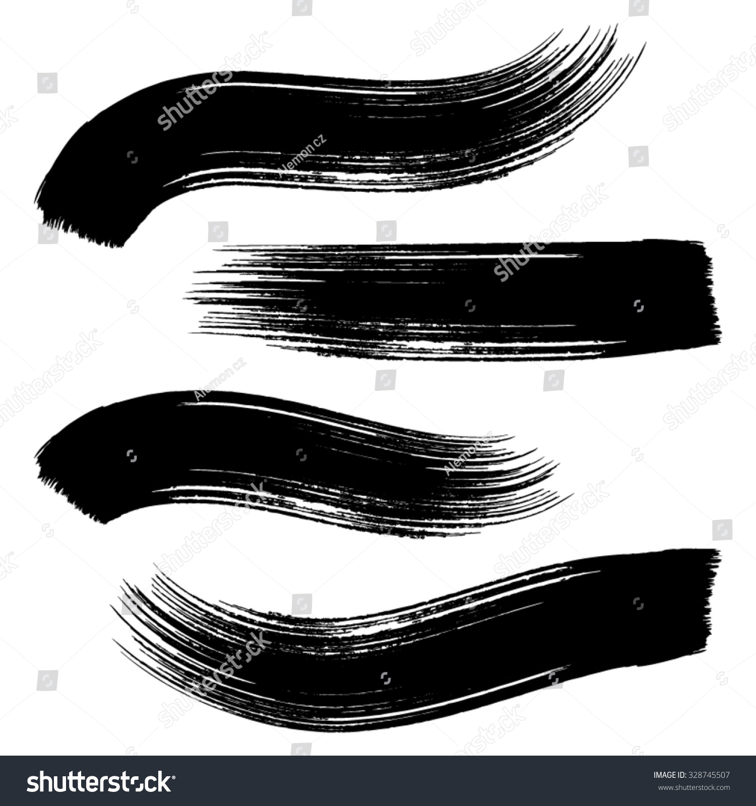 Various Vector Black Brush Strokes Collection Stock Vector 328745507