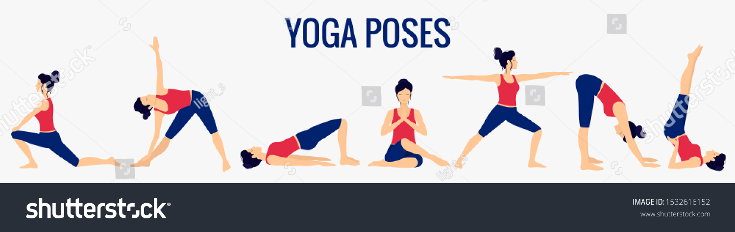 Various Yoga Poses Set Female Yoga Stock Vector Royalty Free 1532616152 Shutterstock 0041