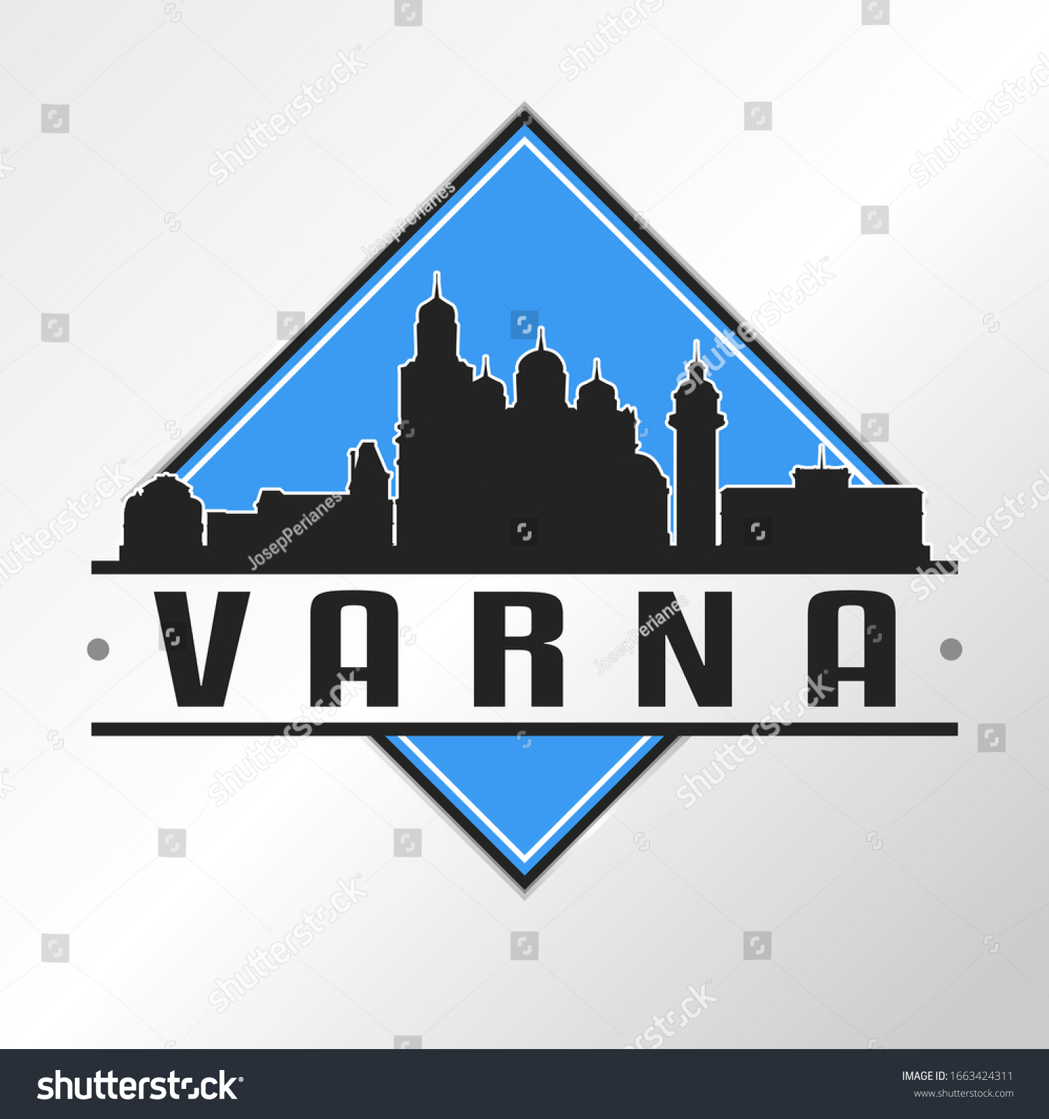 Varna Bulgaria Skyline Logo Adventure Landscape Stock Vector (Royalty ...