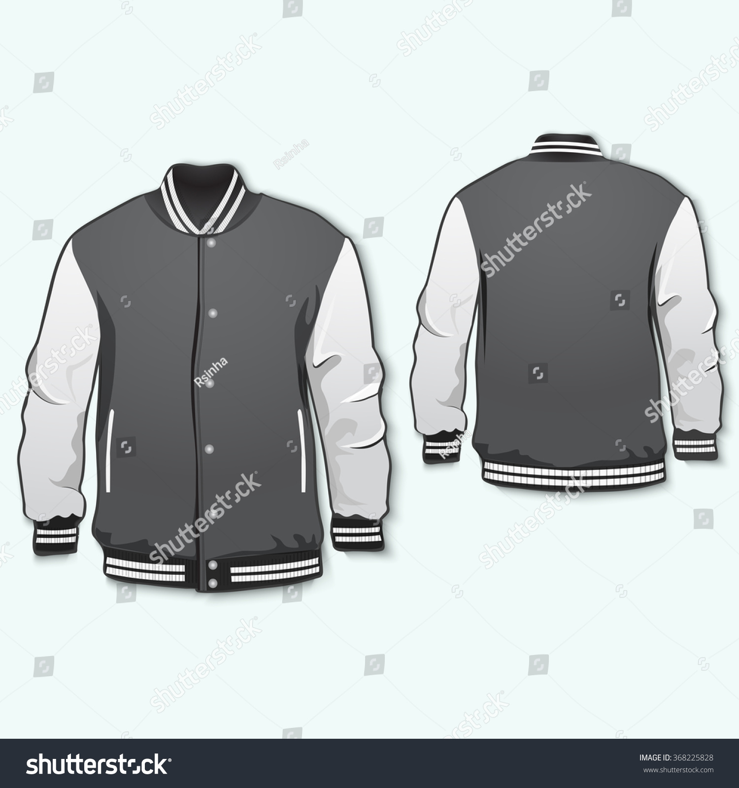 Varsity Jacket Template Front Back Vector Stock Vector 368225828 - Shutterstock