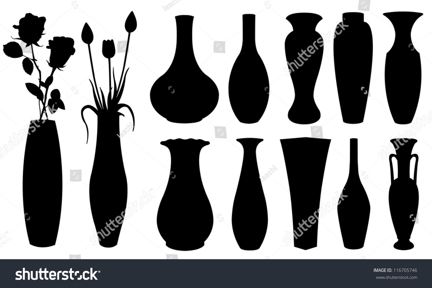 Vase Set Isolated On White Stock Vector 116705746 - Shutterstock