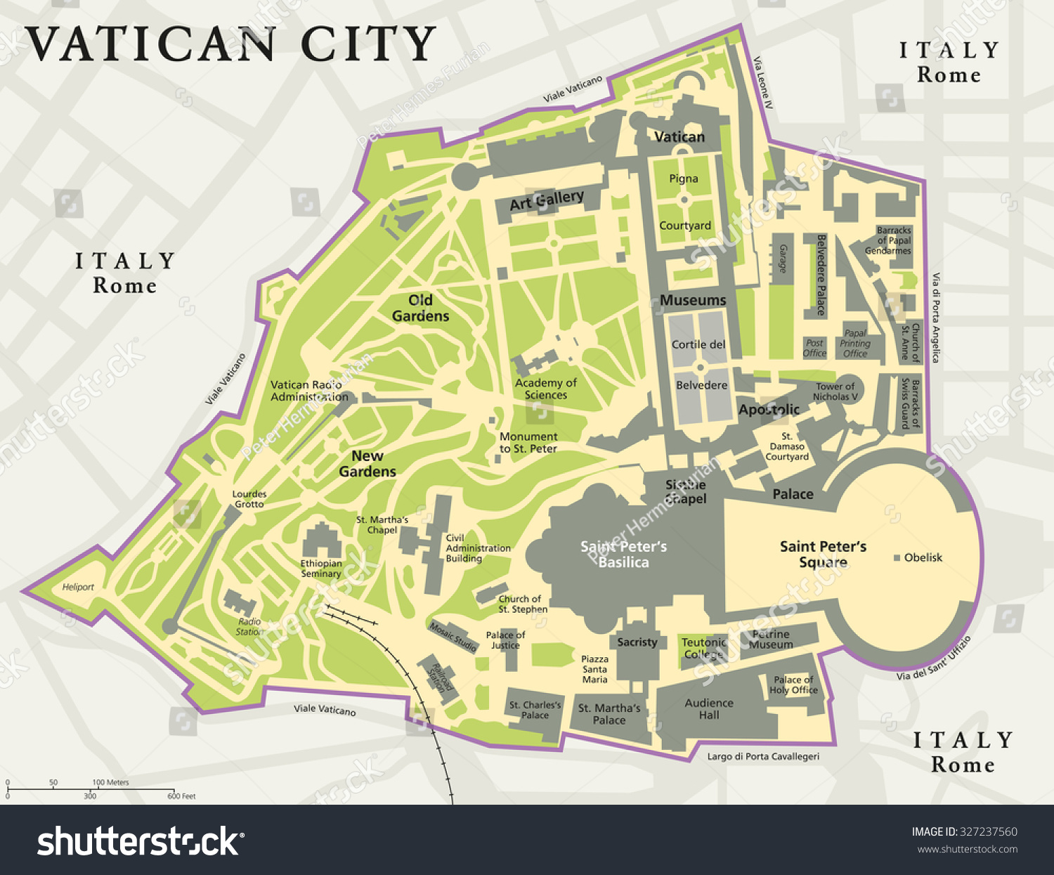 Vatikanstadt Politische Karte Stadtstaat In Rom Stock