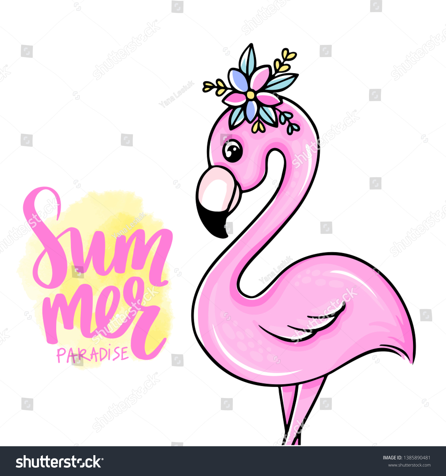 Vecto Cute Pink Flamingo Funny Illustration Stock Vector (Royalty Free ...