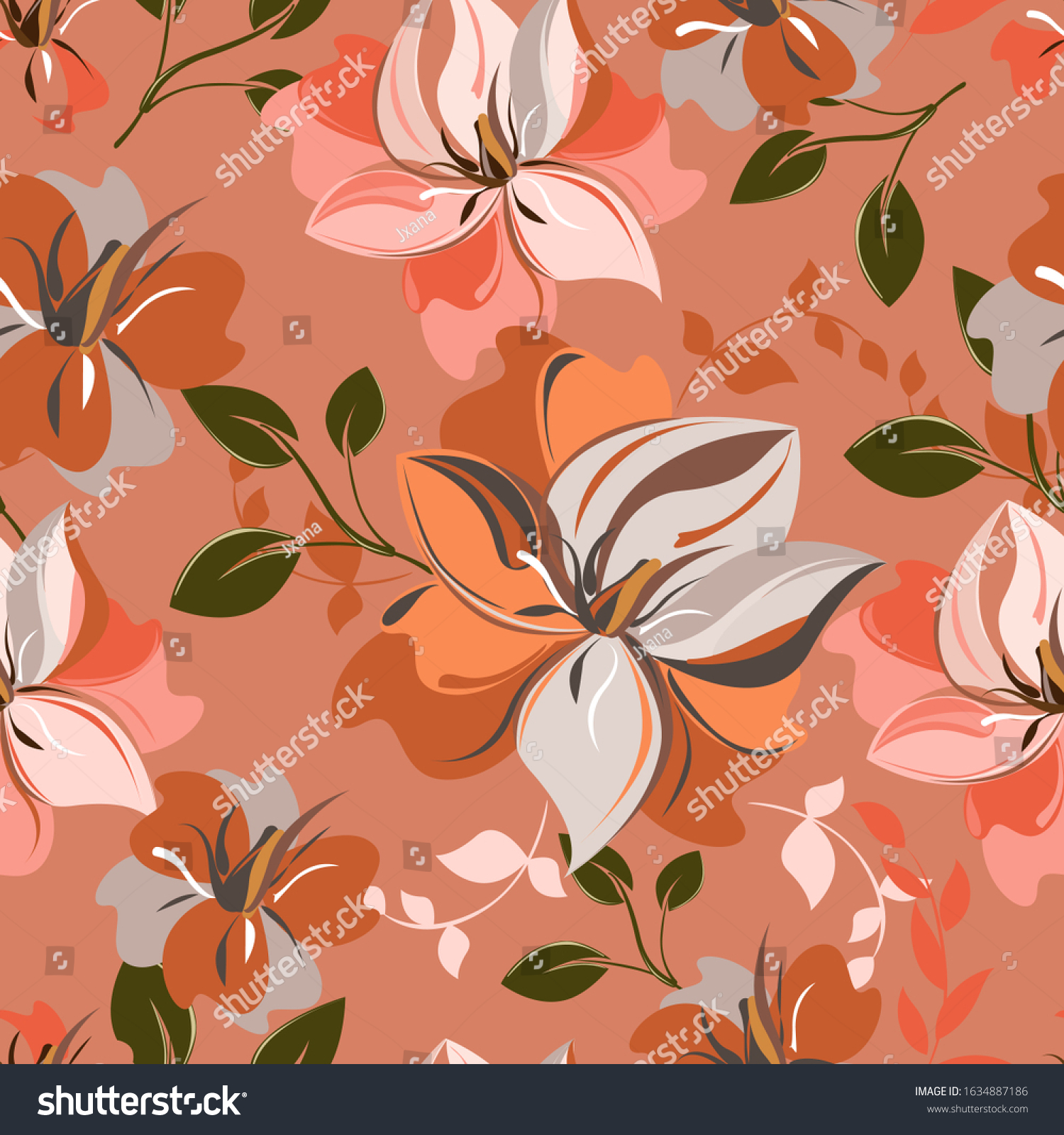 Vector Abstract Background Seamless Flowers Floral Stock Vector ...