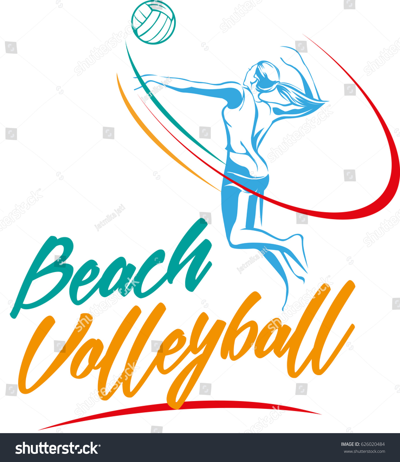 Vector Abstract Beach Volleyball Competition Logo Stock Vector ...