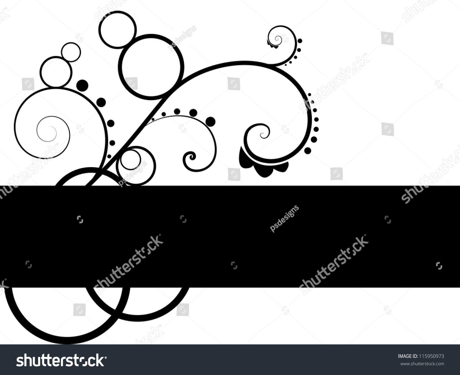 Vector Abstract Black And White Pattern Background With Floral Swirl ...