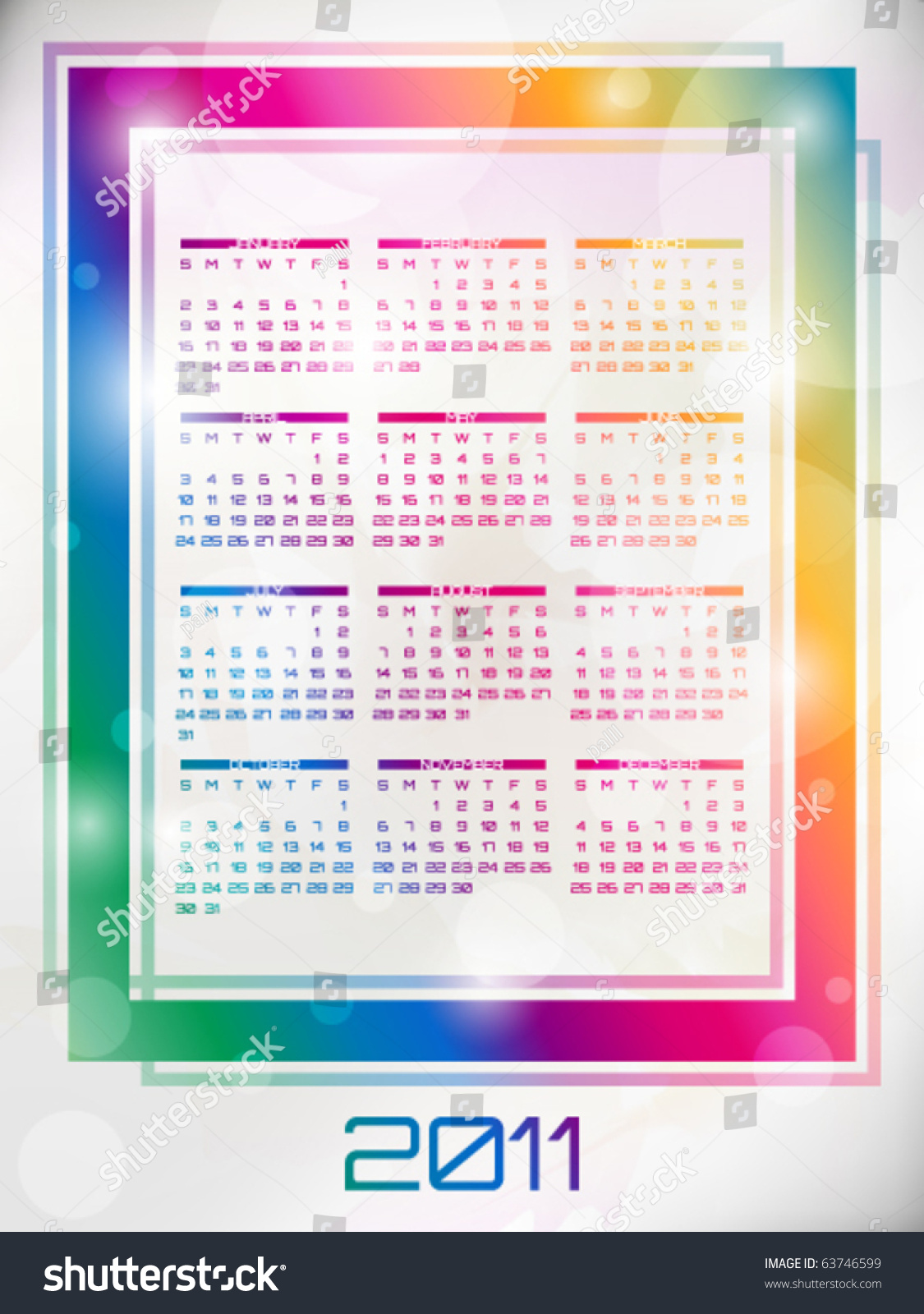 Vector Abstract Calendar, Design Template For 2011 - 63746599 ...