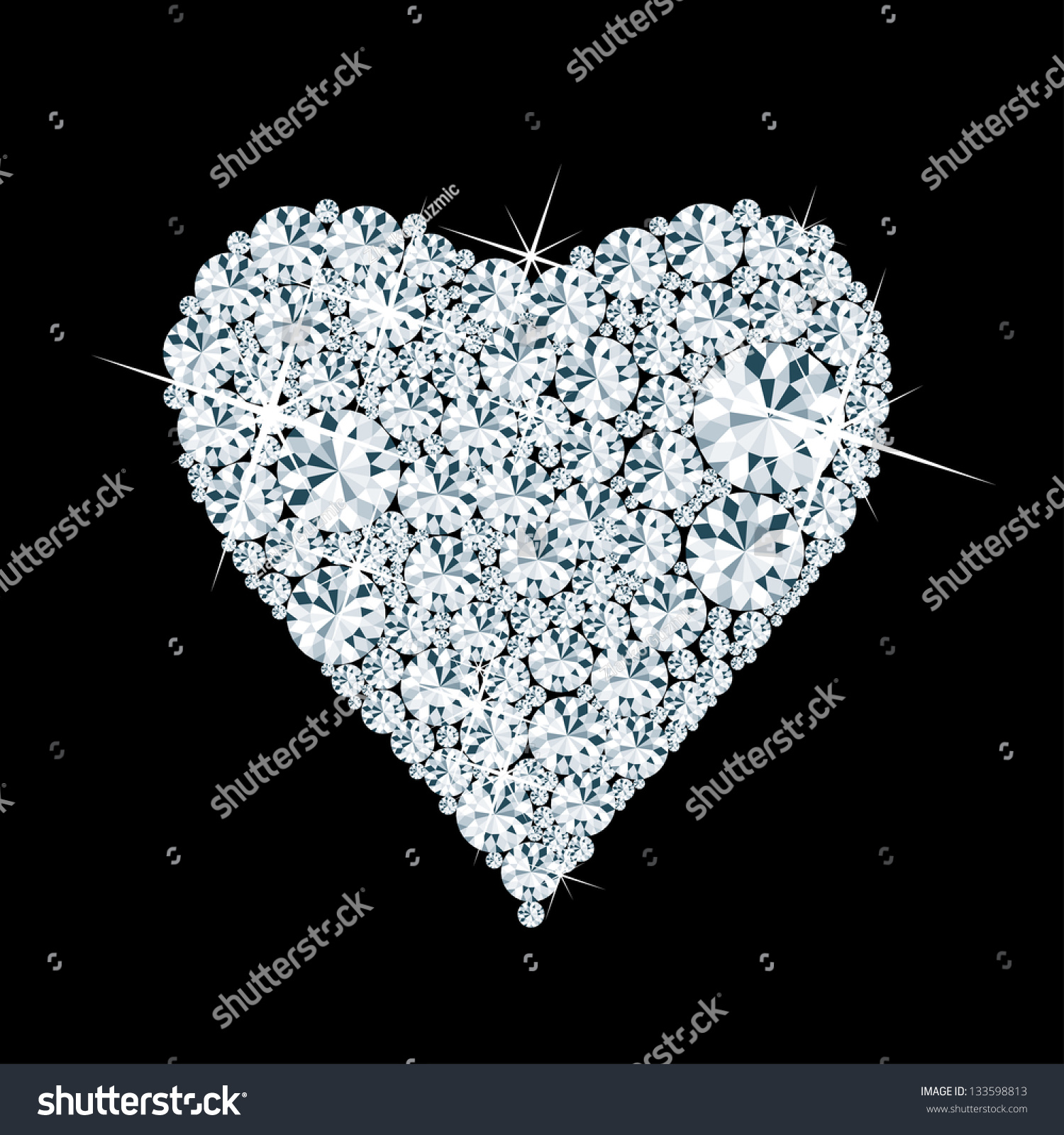 Vector Abstract Diamond Heart On Black Background - 133598813 ...