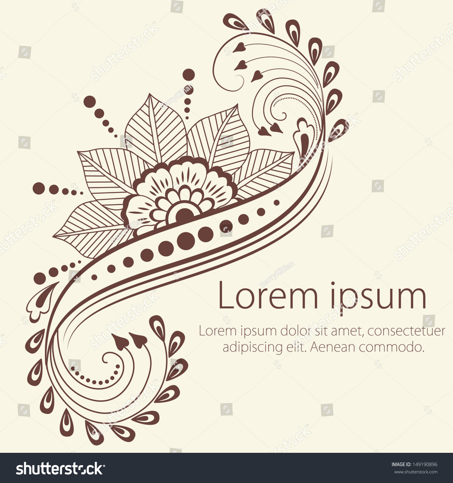 Vector Abstract Floral Elements Indian Mehndi Stock Vector 