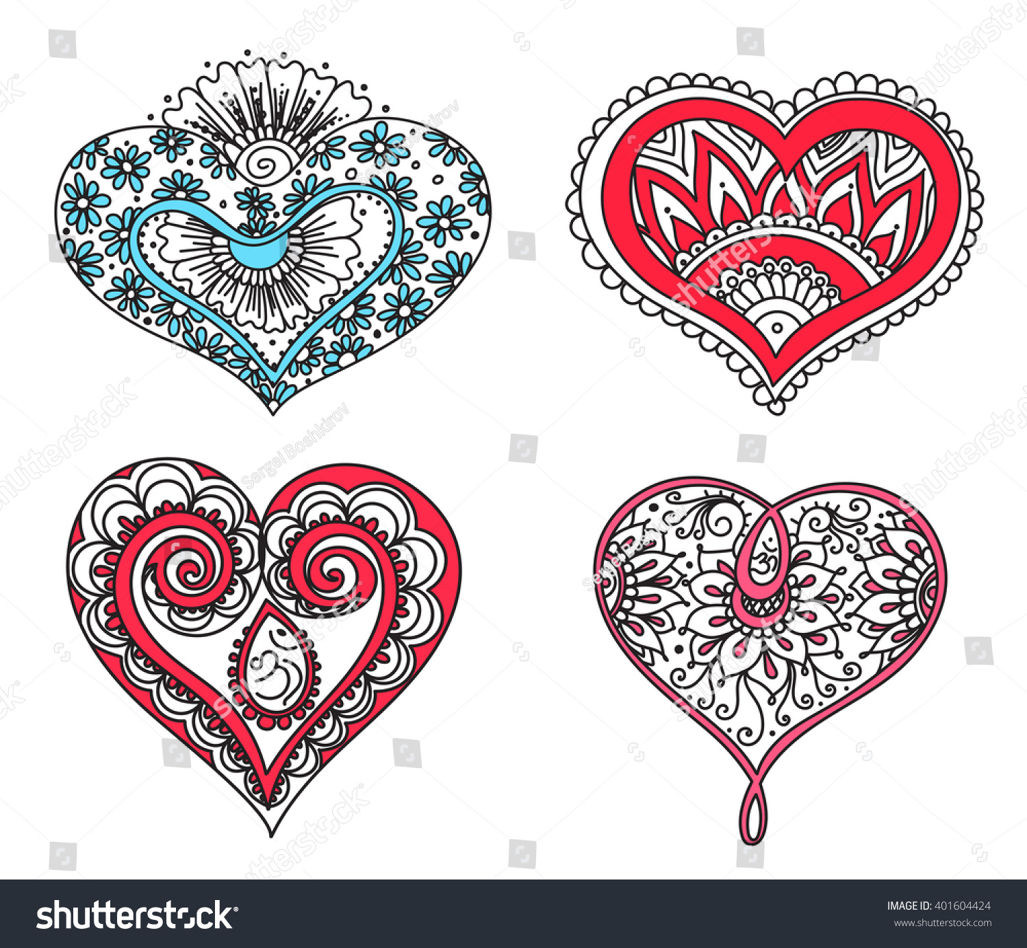Vector Abstract Pattern Tattoo Henna Hearts Stock Vector Royalty Free