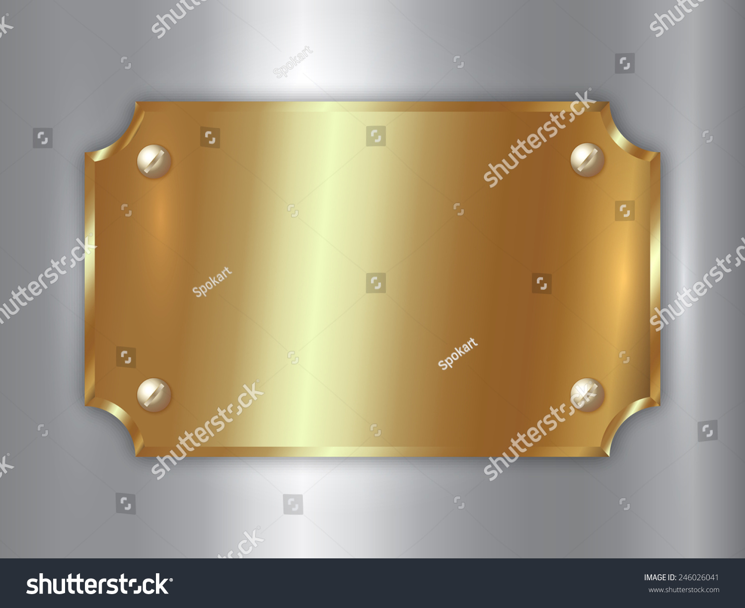 Vector Abstract Precious Metal Gold Award Plate With Screws, Curved ...