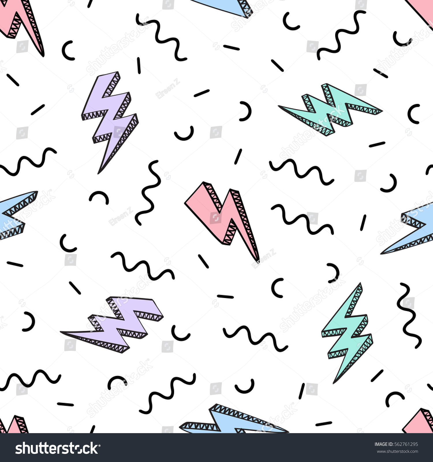 Vector Abstract Retro Pattern Lightning Bolts Stock Vector (Royalty ...