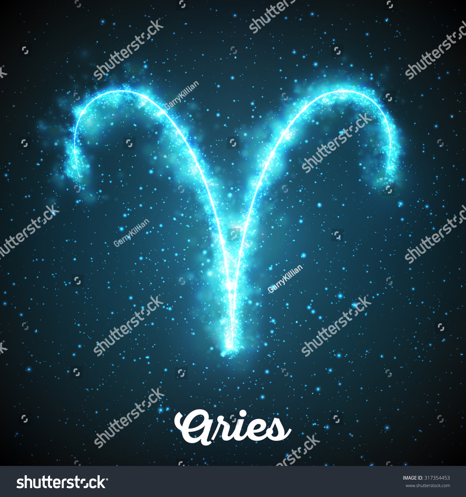 Vector Abstract Zodiac Sign Aries On A Dark Blue Background Of The ...