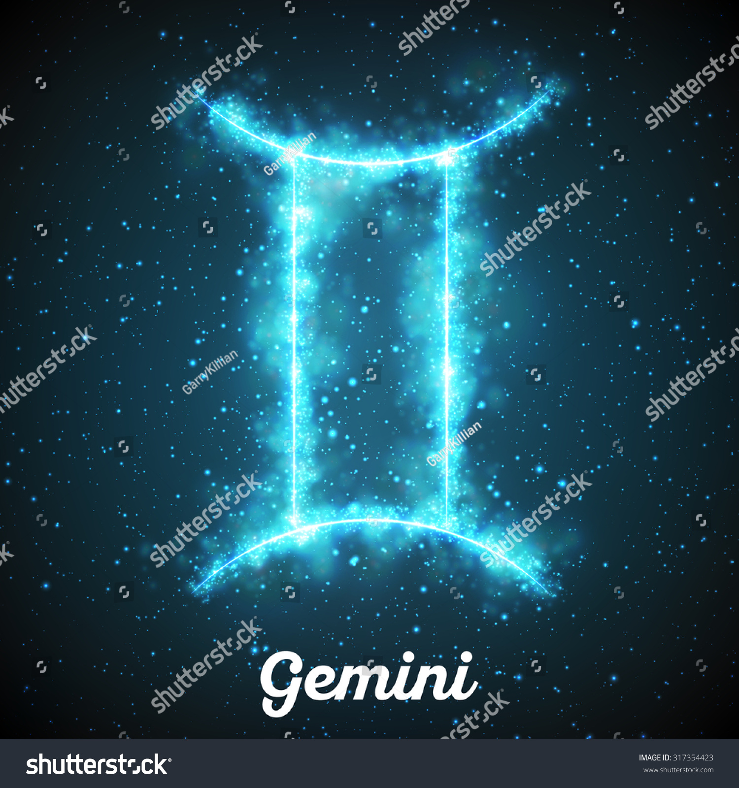 Vector Abstract Zodiac Sign Gemini On A Dark Blue Background Of The ...