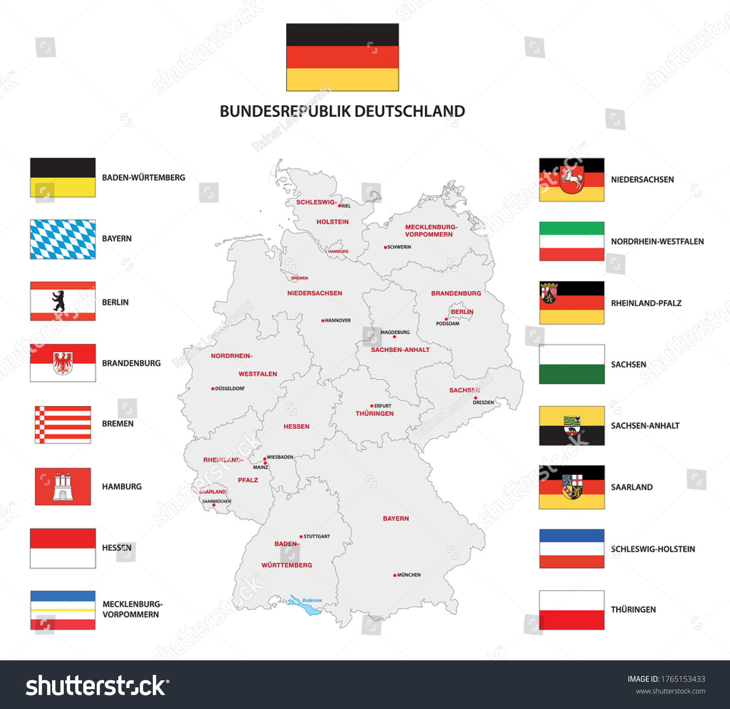SVG of Vector administrative map of Federal Republic of Germany with the flags of the federal states svg
