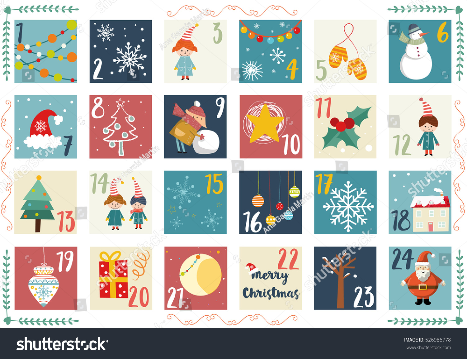 vector advent calendar christmas poster printable stock vector