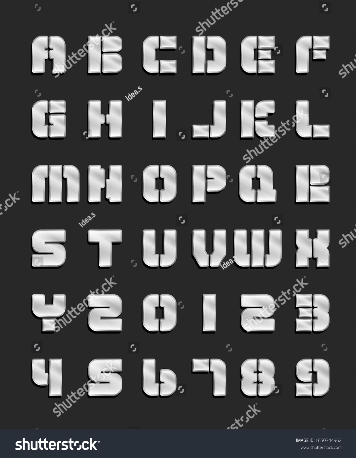 Download Vector Alphabet Font Metallic Silver Effect Stock Vector Royalty Free 1650344962