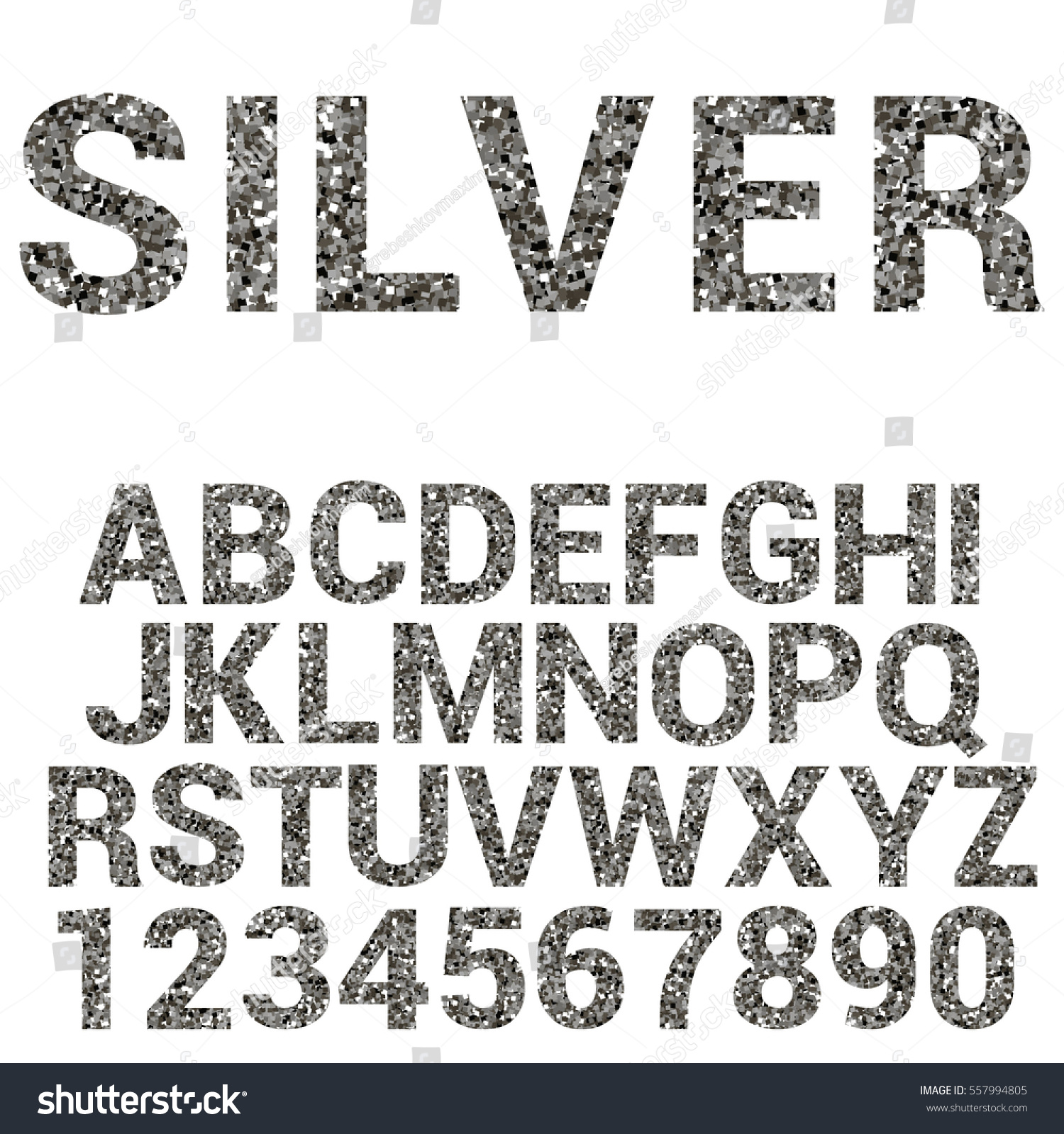 Vector Alphabet Font Silver Glitter 库存矢量图（免版税）557994805 Shutterstock