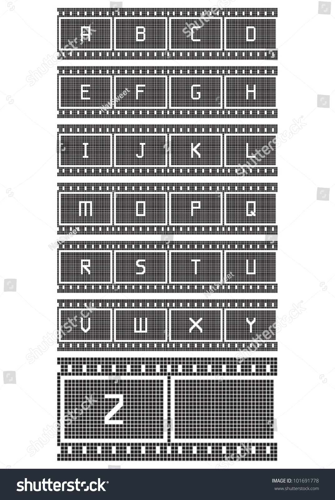 SVG of Vector Alphabet in Pixel Film svg
