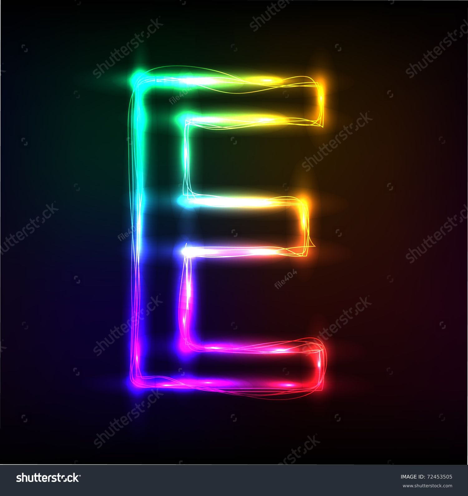 Vector Alphabet Neon Letter E Stock Vector Free)
