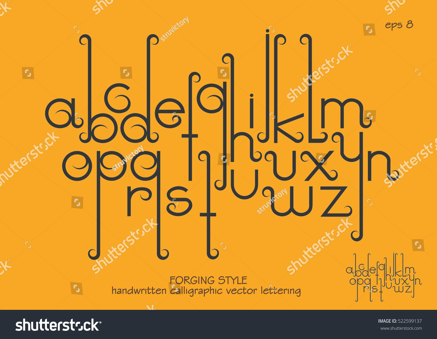 Vector Alphabet Set Lowercase Letters Decorative Stock Vector (Royalty ...