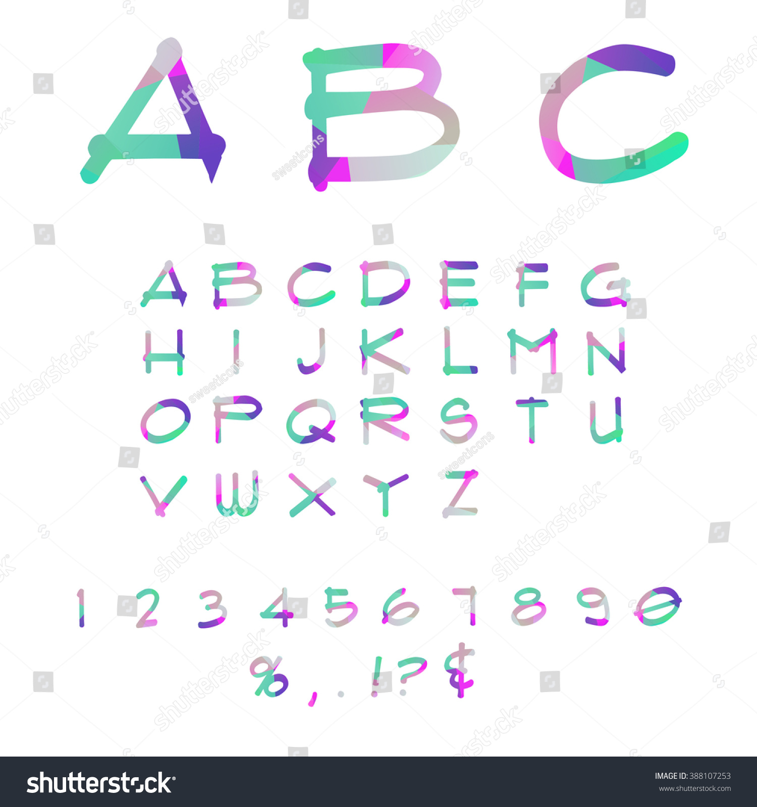 Vector Alphabet Gradient Effect Letters Stock Vector (Royalty Free ...